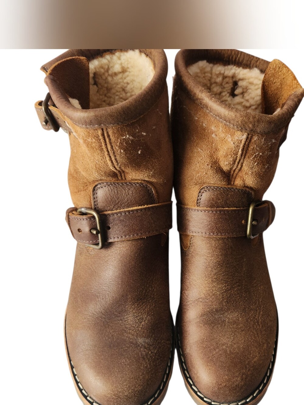 Roots Brown Shearling-Lined Buckle Ankle Boots